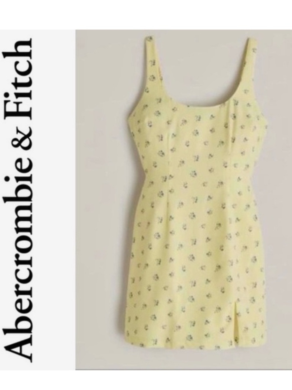 ABERCROMBIE & FITCH Light Yellow & Blue Floral Patterned Mini Dress + Scrunchie!